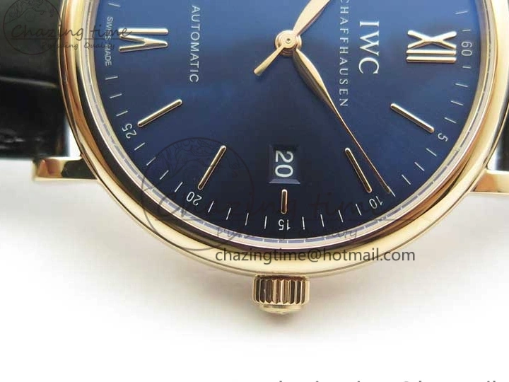 MIROTIME 0319 MoistureWicking Portofino Automatic RG IW356522 FKF 1:1 Best Edition Blue Dial on Black Croco Strap A 7109